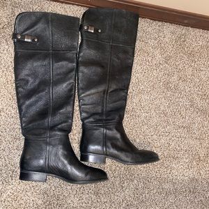 Chinese Laundry over the knee black fake leather boots